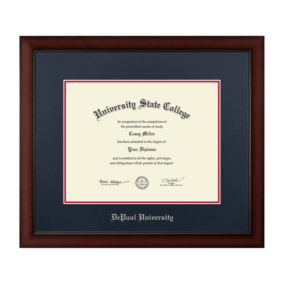 Framerly - Depaul Diploma Frame with Navy and Red Mat