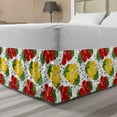 thumbnail image 1 of Tropical Bed Skirt, Illustration of Exotic Foliage with Grunge Polka Dots and Hibiscus Flowers, Elastic Bedskirt Dust Ruffle Wrap Around for Bedding Decor, 4 Sizes, White Multicolor, by Ambesonne, 1 of 2