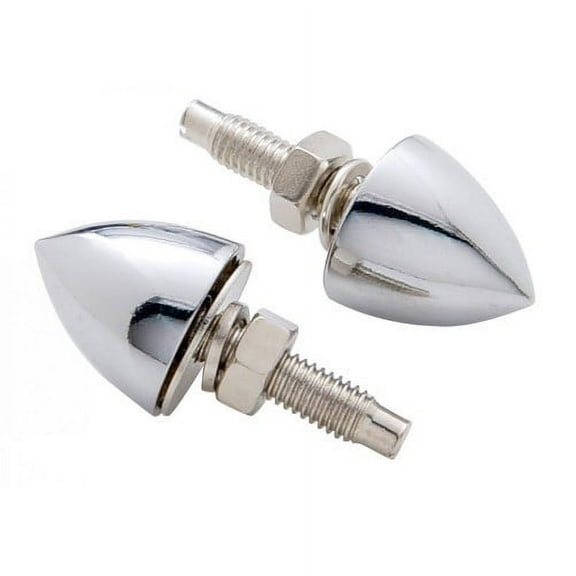 (4) Chrome Metal Bullet License Plate Frame Holder Bracket Nut Fastener Kits