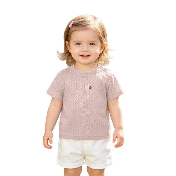 Jamsmile Toddler Girls Tshirts Summer Short Sleeve Crewneck T Shirts Solid Color For Kids Girls T Shirts Soft Basic Tees