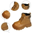 thumbnail image 7 of Girls Winter Boots Retro Wingtip Leather Dress Oxford Shoes Booties Trendy Buckle Lace up Zipper Platform Ankle Boots 1 Big Kid Khaki, 7 of 7