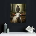 thumbnail image 4 of HENGT Jesus Paintings Canvas Wall Art Jesus Saving the Lost Lamb Poster Jesus and Animals Art Jesus Pictures for Wall Christian Wall Art Jesus Running After Lost Lamb Picture for Living Room, 4 of 4