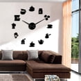 thumbnail image 4 of Coffee Signs 3D DIY Size Adjustable Wall Clock Modern Design Kitchen Clock Watch Quartz Acrylic Mirror Sticker Coffee Bean Clock(Black,47inch), 4 of 7
