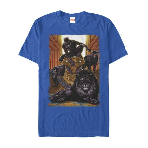 Men's Marvel Black Panther Jungle Cats  Graphic Tee Royal Blue Small