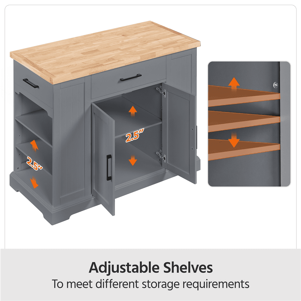 Alden Design Modern Kitchen Islands with Drawers, Engineered Wood Dark Gray, 36 in