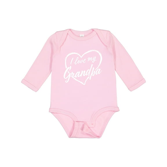 Inktastic I Love My Grandpa in White Chalk Heart Boys or Girls Long Sleeve Baby Bodysuit