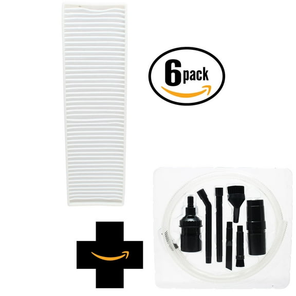 6-Pack Replacement Bissell 61C5 Vacuum Pleated Post Motor Filter with 7-Piece Micro Vacuum Attachment Kit - Compatible Bissell Style 7, 9, 16, 32076 HEPA Filter
