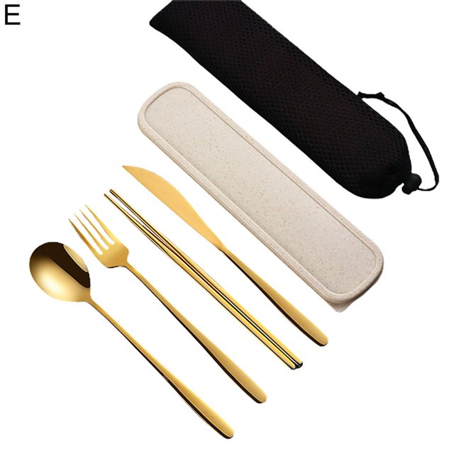 Ensemble de Couverts Pratiques de Qualité Alimentaire 1 Ensemble de Couverts Réutilisables pour Camping Portable Kit de Couverts Réutilisables