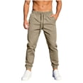 thumbnail image 3 of Men’s Casual Joggers Pants, Trousers, Elastic Waist Zipper Pocket Straight Leg, Lightweight Breathable Quick Dry for Gym Workout Running Hiking Daily | AKLJWH,Khaki 4XL, 3 of 9