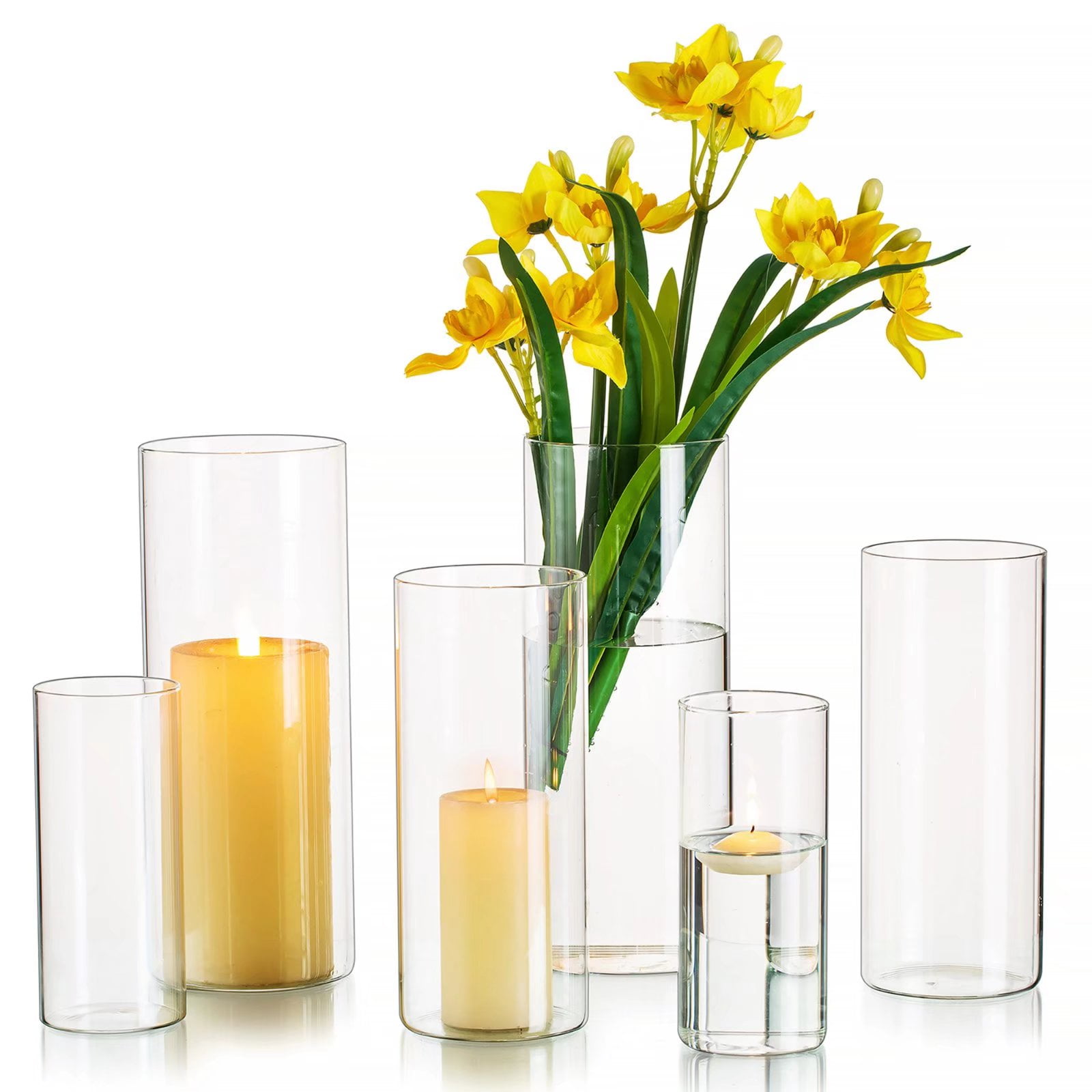 Eastland Glass Cylinder Vases 6" Home Event & Wedding Decor or Centerpiece 
