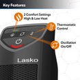 thumbnail image 5 of Lasko 14" 1500W Oscillating Ceramic Electric Tower Space Heater, Black, CT14320, 5 of 14