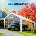 thumbnail image 3 of Quictent Carport Replacement Tarp Canopy Top Cover with Leg Cloth with Bungees Balls, for 10x20 ft Garage Party Tent Shelter - White, One Roof Only, 3 of 7