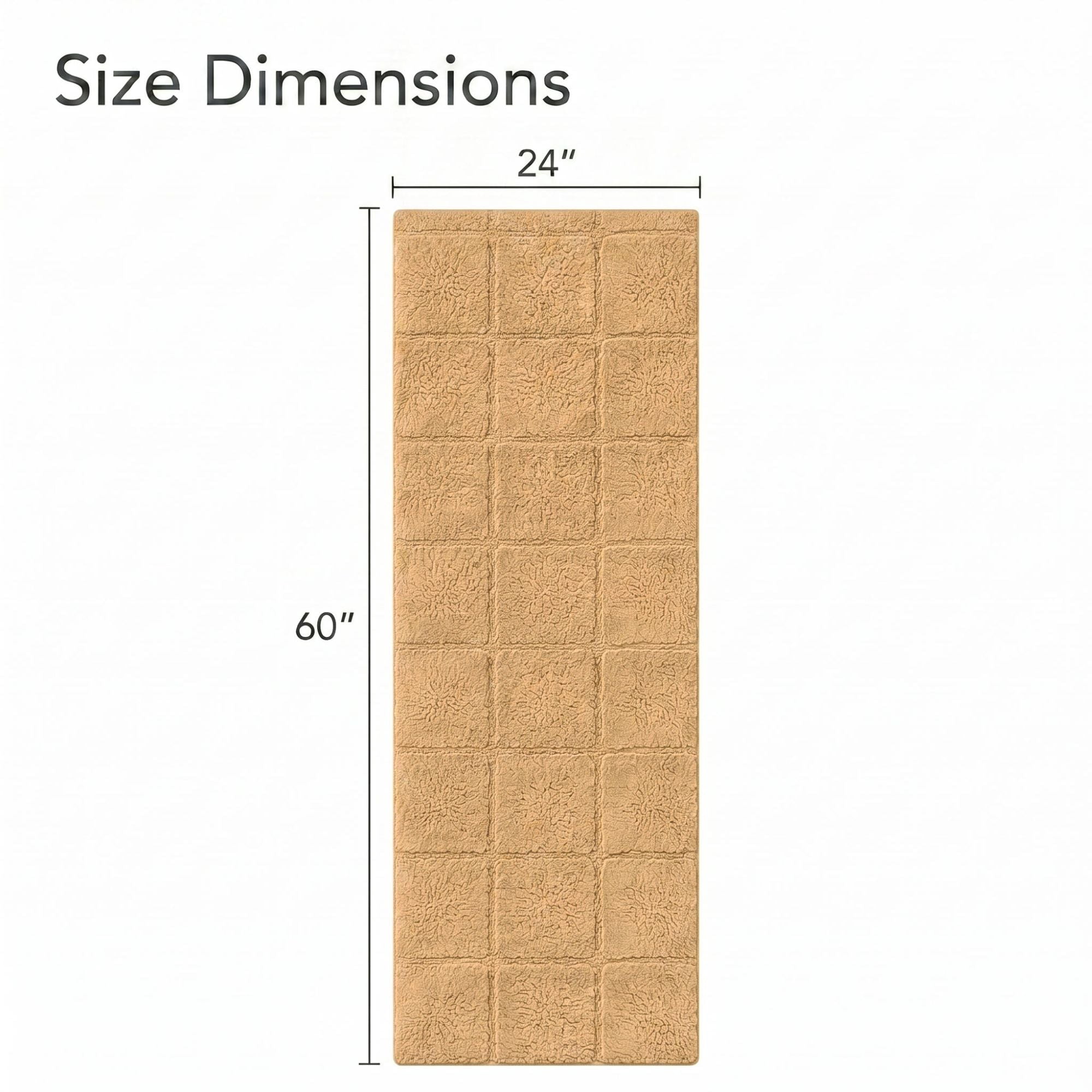 Superior Checkered Cotton Washable Non-Slip Bath Rug, Runner Size, Toast