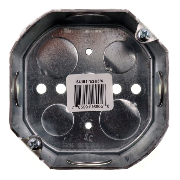 Thomas & Betts Octagon Electrical Ceiling Box - Steel - 4 in, Silver