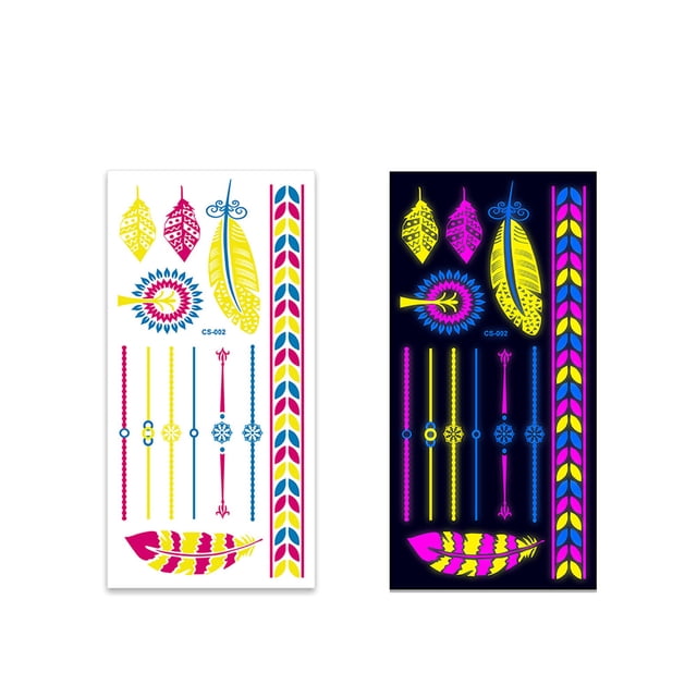 Iumwxz Fluorescent Flower Arm Stickers Face Stickers Feather Arm Stickers