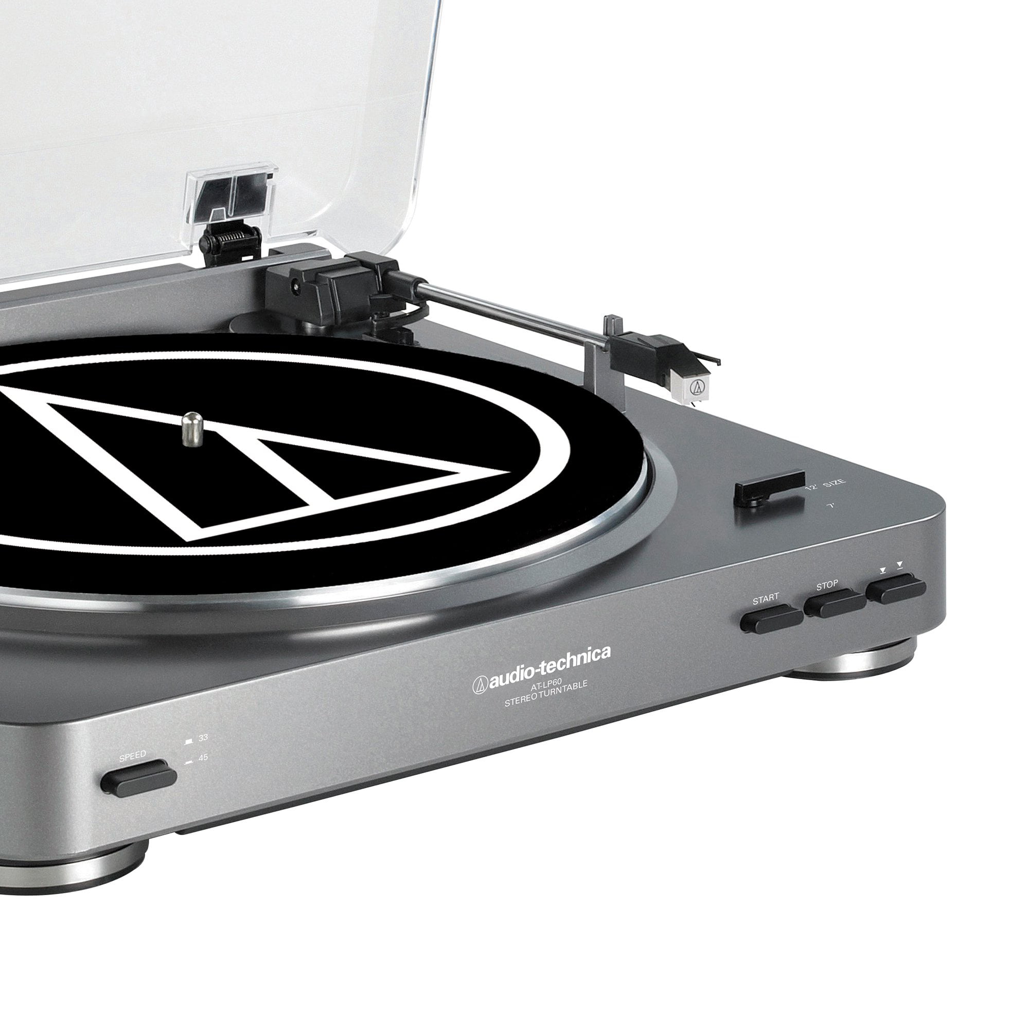 Silver Audio-Technica AT-LP60 Fully Automatic Belt-Drive Stereo Turntable Renewed 