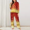 thumbnail image 3 of Junzan Red Gold Glitter Print Womens Pajama Sets,Long Sleeve Button Down For Women Pjs 2 Piece, 3 of 9