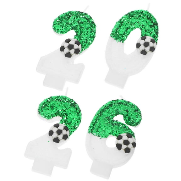 ELAYARD Soccer Cake Topper Set, 4-Piece Multi-Color Wax Football Decorations for Birthday Party and Cake