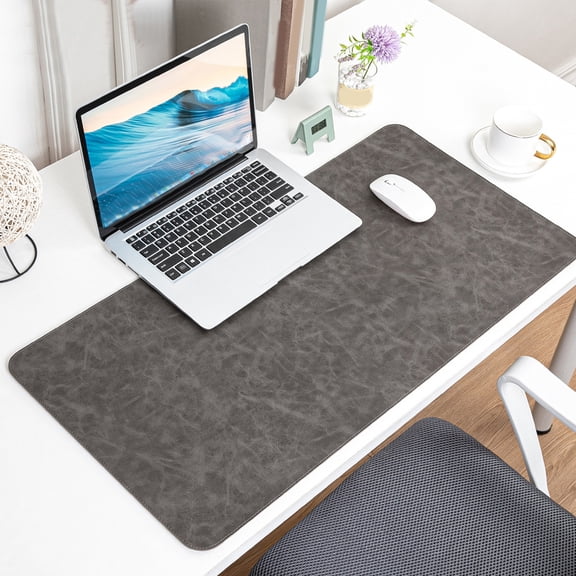 Yannianjz Large Mouse Pad, Extended Desk Mat with PU Leather Surface, Gaming Mouse Pad for Computer Desk, Non Slip Keyboard Mat for Office Workstation