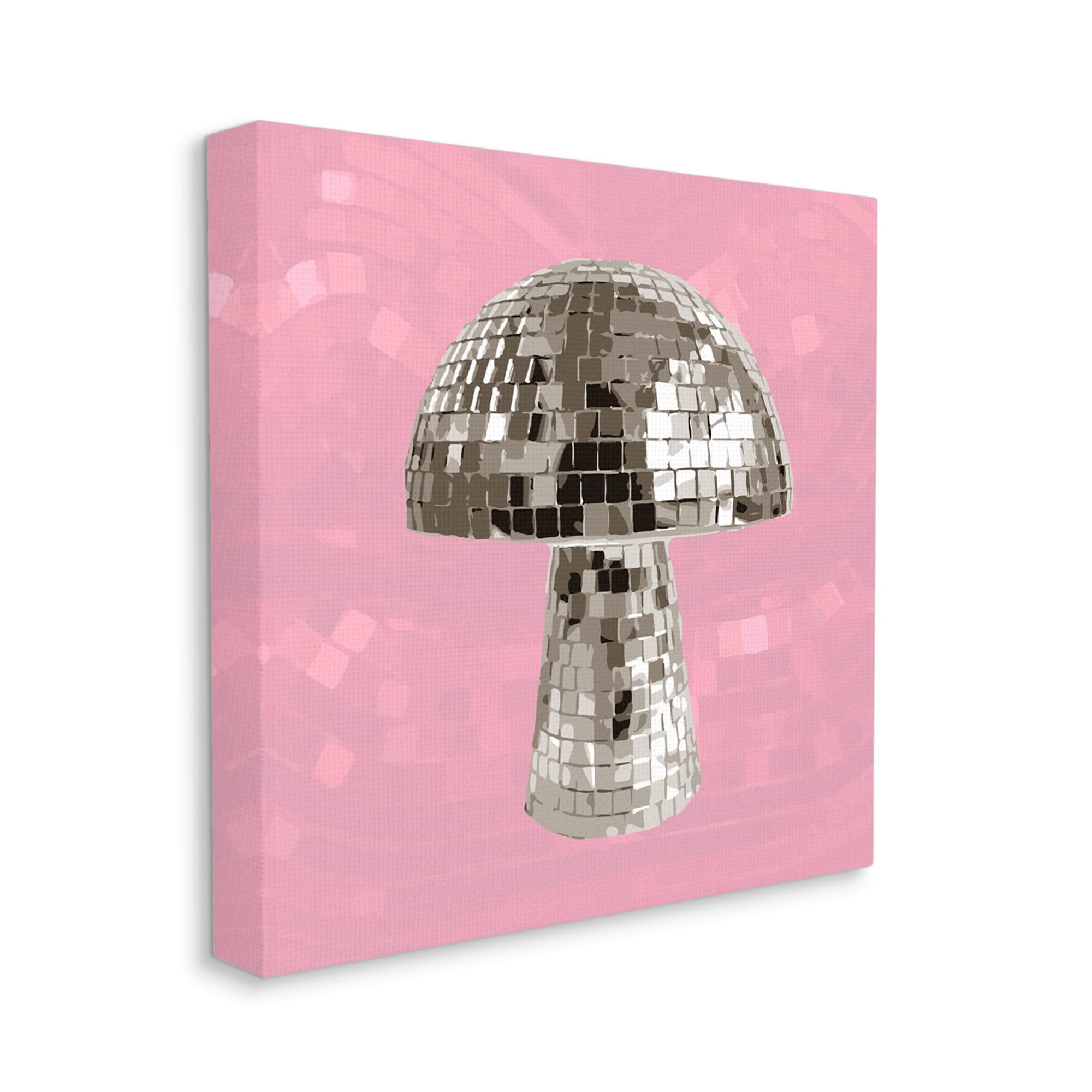 Stupell Industries Pink Mushroom Shaped Disco Ball Beauty & Fashion Painting Gallery Wrapped Canvas Print Wall Art