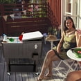 thumbnail image 3 of Zimtown 80 Quart Rattan Rolling Cooler Cart Ice Beer Beverage Chest on Wheels with Shelf, 3 of 8