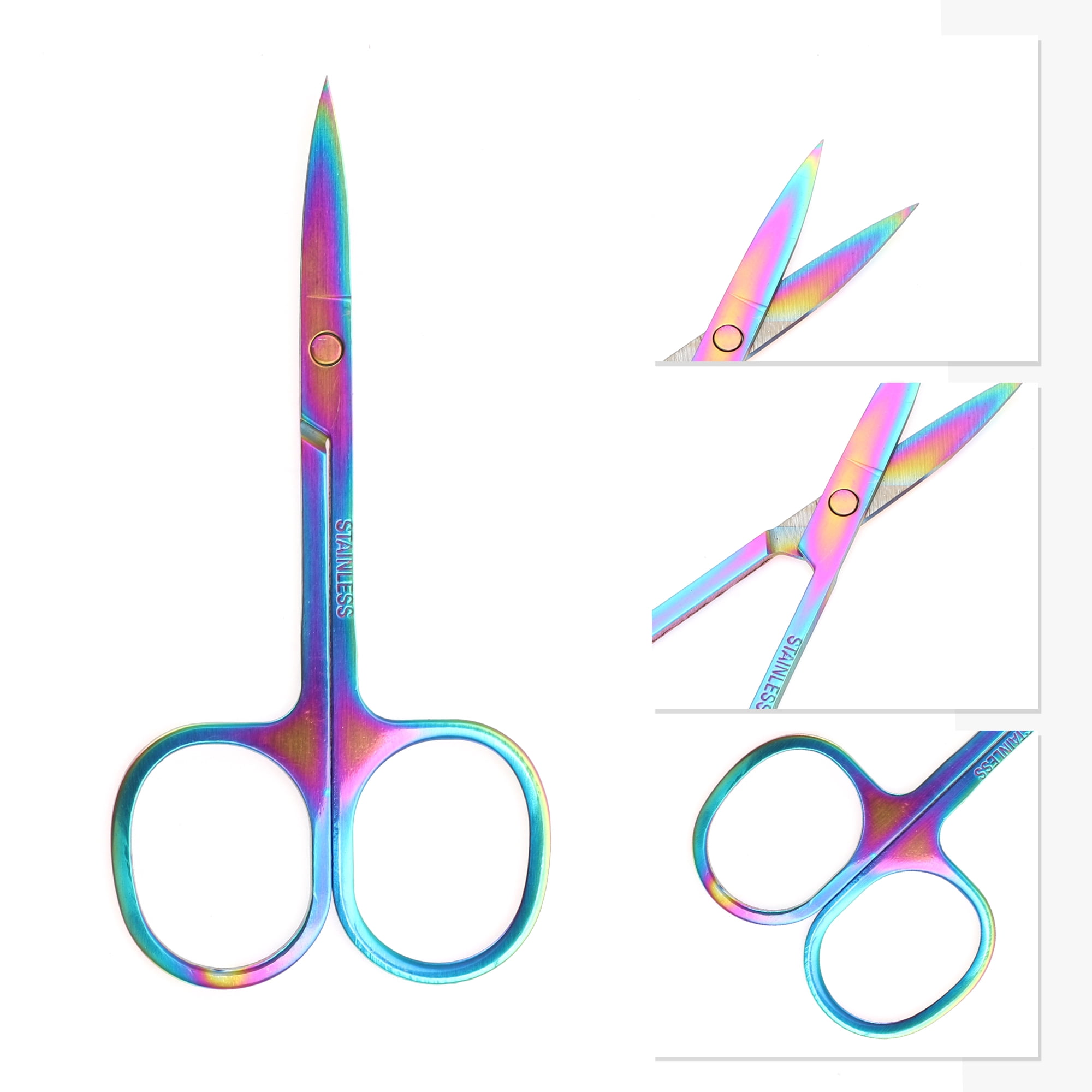 Unique Bargains 1 Pc 2.0A Scissors Eyebrow Trimmer Parlor Chrome Assorted Color