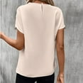 thumbnail image 4 of Mittory Summer Tops for Women Dressy Casual Lace V-Neck Short Sleeve Shirts Trendy Comfy Pleated Blouse T-Shirt, 4 of 7