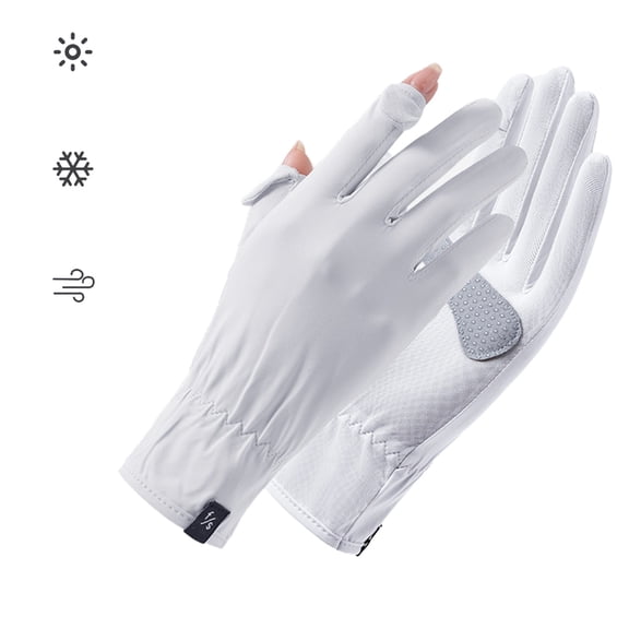 PInxai Summer Gloves for Women Cycling Gloves Sports Solid Color Outdoor Hiking Sun Protection Touchscreen Gloves,White,Free Size