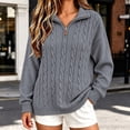 thumbnail image 3 of Klisyaur Womens Cable Knit Sweaters Long Sleeve Collared Zip Up Pullover Tops Loose Comfy Casual Warm Fall Winter Sweater, 3 of 6