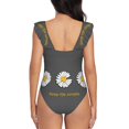 thumbnail image 6 of Yiaed Keep Life Simple Daisy Flower Print Women's Ruffled One Piece Swimsuit V Neck Swimwear Slimming Monokini for Woman-Small, 6 of 8