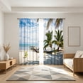thumbnail image 7 of Tarmeek 2 Pack 160x132CM Summer Home Sunshade Window Curtain Set Light Filtering Printed Curtain for Bedroom Living Room Polyester Fabric Rod Pocket, 7 of 7
