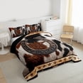 thumbnail image 3 of Manfei Vintage Farm Horseshoe Bedding Comforter Set,Rustic Cowhide Print Twin Comforter Sets,Retro Brown Stars Bedding Set For Boys Teens,Luxury Bedroom Decor Reversible,2pcs, 3 of 8