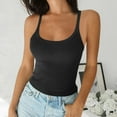 thumbnail image 2 of UPPADA Tank Top for Women Cropped Spaghetti Strap Scoop Neck Ribbed Knit Sleeveless Basic Layering Shirts Summer Clothes 2025,Tank Top for Women Workout Fitted Dark Gray,XXXXL, 2 of 5