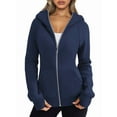 thumbnail image 1 of Sudaderas con Capucha y Cremallera para Mujer, Chaquetas de Forro , Sudaderas de Gran Tamaño, Conjuntos de Moda de Otoño, Suéteres, Ropa de Invierno. Azul Marino XL, 1 of 9