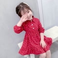 thumbnail image 4 of Toddler Girls Dress Kids Long Sleeve Cotton Heart Print Dress Button Down Shirts Dress Casual Princess Dress Valentine's Day Outfit 1-8T, 4 of 9
