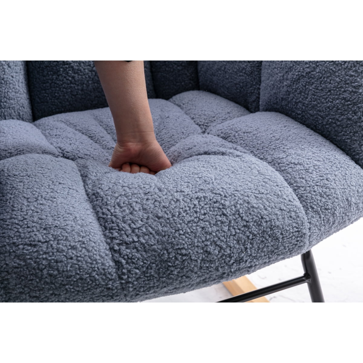 Newboti Furniture 050-Teddy Fabric Rocking Gilder Nursery Chair For Living Room Indoor,Light Blue BN.6966