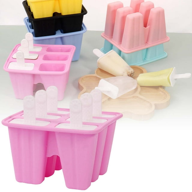 Children's Silicone Ice 6 Grid Set | Food Grade Ice Grid+PP Stick DIY Ice Making | In 5 Colors Easy To Release Non Stick To Hands Resin Earrings Clear with Beads Pin Vise Hand Resin Pendant for
