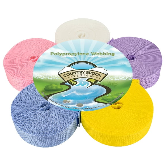 Country Brook Design® 1 inch Polypro Webbing, 5 Yards of 5 Pastel Colors