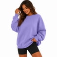 thumbnail image 5 of Sweatshirts For Women Long Sleeve Crewneck Sweatshirt Causal Loose Fit Pullover Tunic Tops Fall Clothes Shirts Light Purple M, 5 of 6