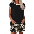 thumbnail image 3 of TaTaai Women's Random Print Lounge Set 2025 Summer Short Sleeve Round Neck Top and Shorts with Pockets Tie Side Casual Home Daily Gift, 3 of 6