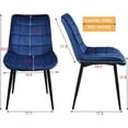 thumbnail image 4 of Alexent 2PCS Modern Dining Chair, Velvet Upholstered Dining Chair with Heavy Duty Metal Feet for Dining Room, Living Room, Bedroom, Blue, 4 of 10