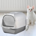 thumbnail image 3 of Caja de arena para gatos jinwen cerrada con tapa y asa gris 51 cm x 37 cm x 36 cm, 3 of 8