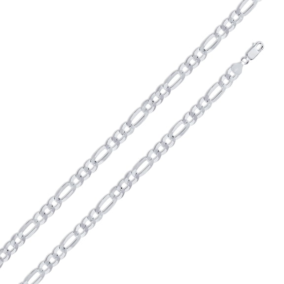 Sterling Silver 925 High Polished Figaro 160 6.8mm Chain Made in Italy 26" Jewelry Female Unisex
