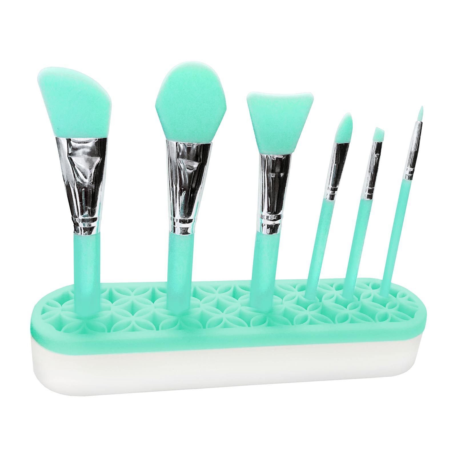 Green Silicone Makeup Brush Holder, Beauty Tools Organizer and Cosmetic