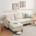 thumbnail image 2 of Atopston Convertible Sectional Sofa Couch, 90inch Modern L Shaped Sofa with Ottoman and Reversible Chaise and Storage Coffee Table for Small Living Room, 3 Seats Sectional Couches for Apartment, Beige, 2 of 8