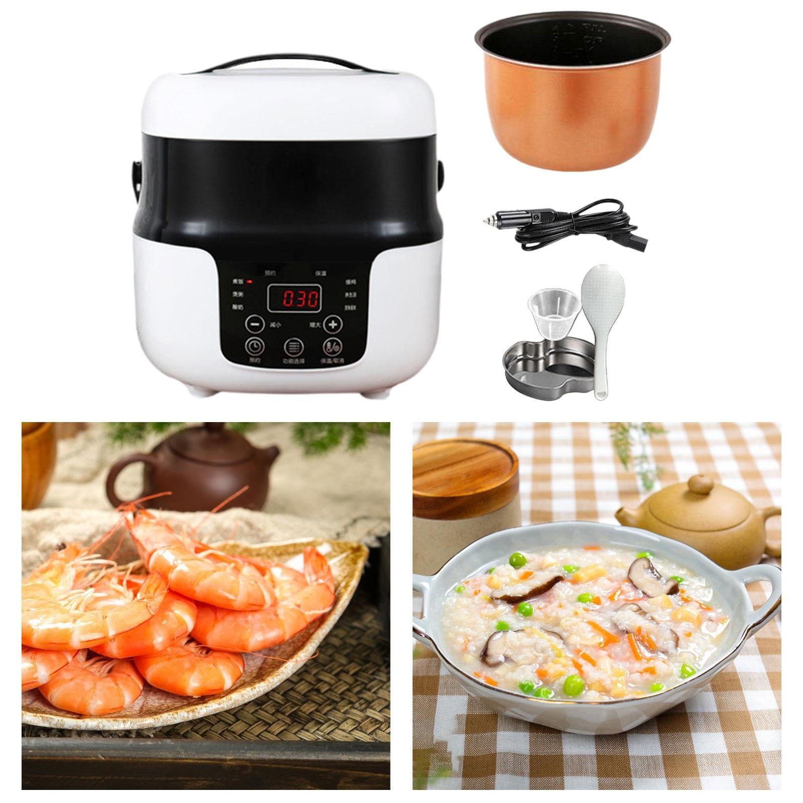 Fiocias 2L Rice Cooker Rice Cooker for Car with Service Spoon Multipurpose Portable Meal 12V for Cars