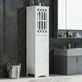 thumbnail image 2 of KOFUN Tall Bathroom Cabinet with Adjustable Shelf, Freestanding Linen Tower Bathroom Storage Cabinet with Drawer and 2 Doors, MDF Board, Acrylic Door, Tall Slim, White, 2 of 7