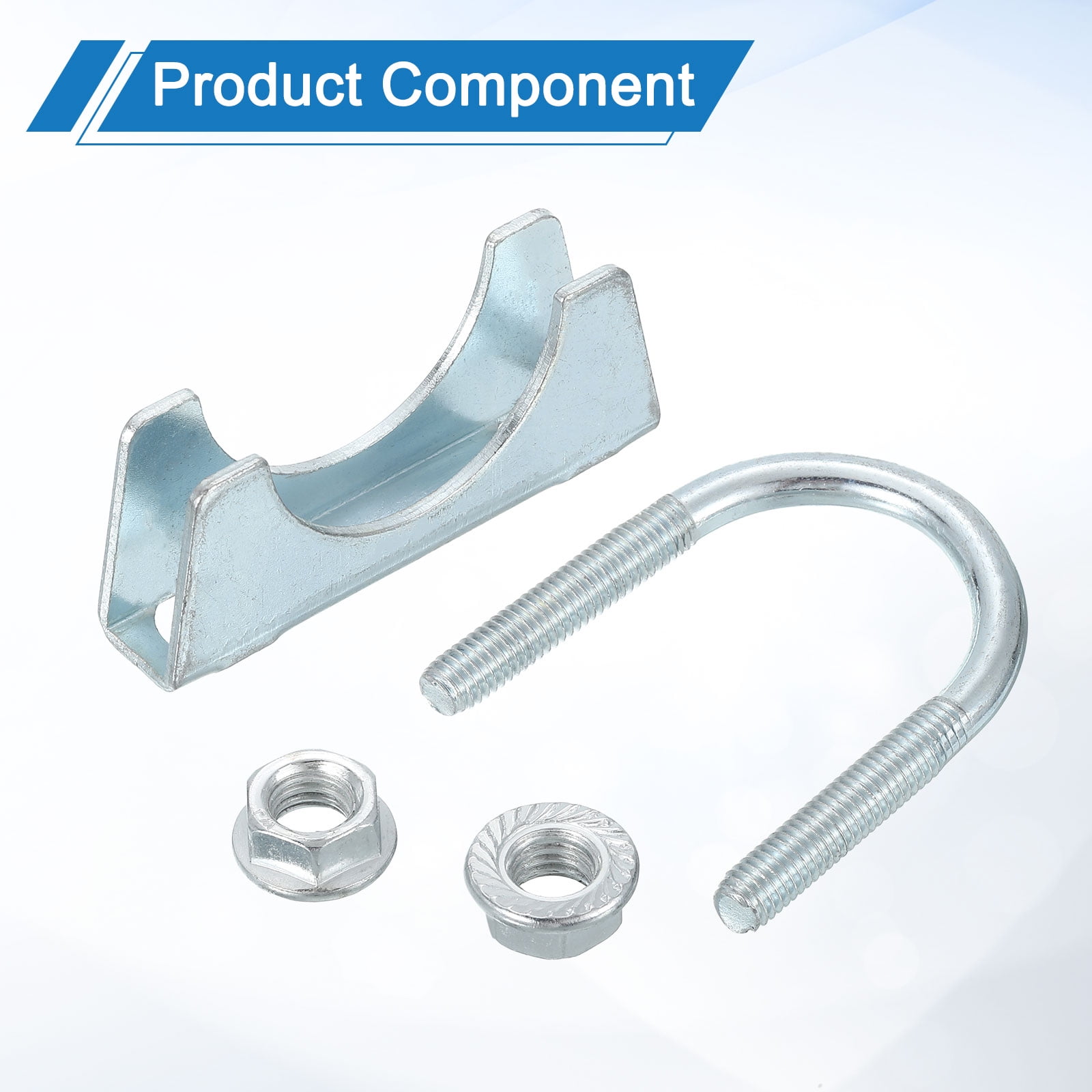 Uxcell 4 Pack Muffler U-Bolt Clamps for 38mm(1-1/2")  Diameter, U-shaped Exhaust Pipe Clamp, Saddle Type U-bolt Clamps for Pipes Connection