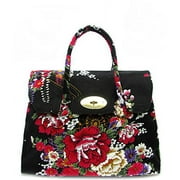 2Chique Boutique Women's Flower Printed Canvas Tote Bag
