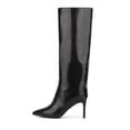 thumbnail image 2 of Jeffrey Campbell Arsen Stiletto Knee High Boot Black Leather Pointed Dress Boots, 2 of 5